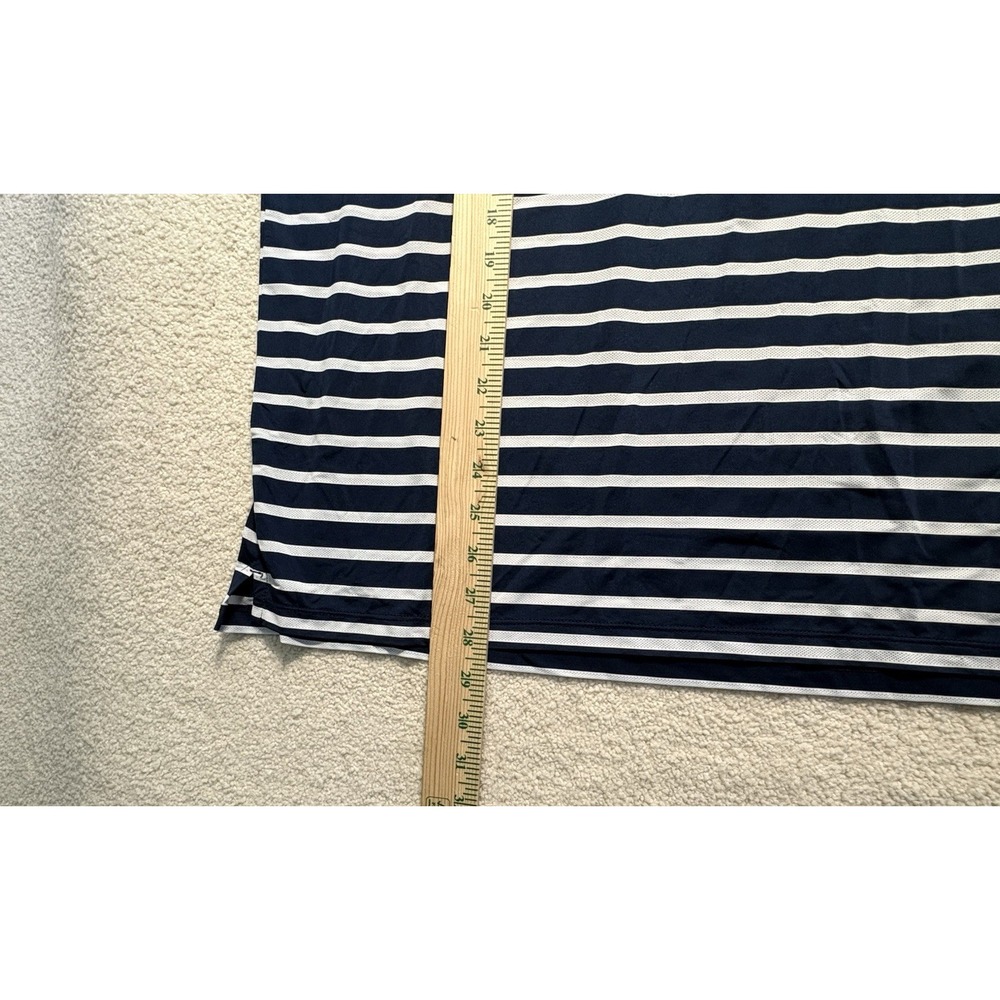 G/FORE Men's XL Striped Performance Golf Polo Navy White Golf Shirt - Picture 4 of 5